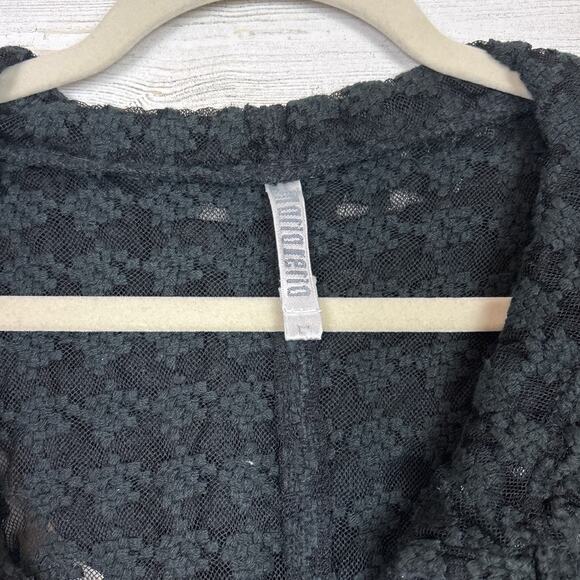 Maria Rerio Women’s L Black Long Sleeve Lace Zip-Up Lightweight Boho Hoodie - Picture 3 of 5